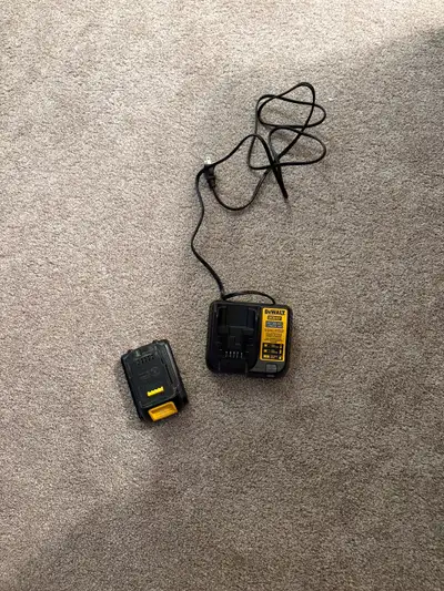 Selling dewalt charger + battery. Charger works battery holds a charge. Smaller battery it’s the 20V...