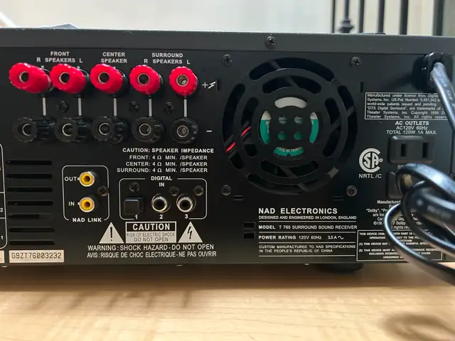 NAD T760 Stereo Receiver 5.1 With Remote/Manual in General Electronics in Oakville / Halton Region - Image 9