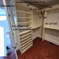 Closet Organizer - 6-Section Set, White, Laminated MDF, 84 Inch