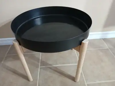 Ikea round metal side table/coffee table on wood legs....great for small spaces - brand new conditio...