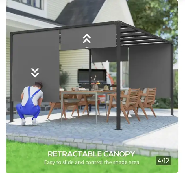 10x 13 Patio Pergola Sliding Roof, LED L in Other in Oshawa / Durham Region - Image 4