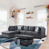 New Sleek 4-Piece Sectional Sofa Set in Grey Velvet Big Offer