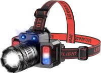6 in 1 Rechargeable Headlamp, Super Bright 450 Lumens and 2000mA