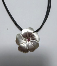 Vintage Floral Necklace on Black Cord