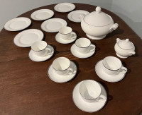 Dining set - White with silver trim $60
