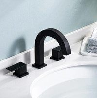 KES Black Bathroom Faucet 3 Hole Widespread Bathroom Faucet 8 In