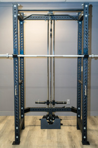 NEW! SQUAT RACK WITH LAT PULL-DOWN AND LOW ROW ATTACHMENT