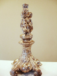 PUTTI Gorgeous thick NICKEL or SILVER PLATED LAMP BASE & COLUMN
