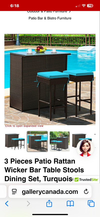 3 Pieces Patio Rattan Wicker Bar Table Stools Dining Set, View more