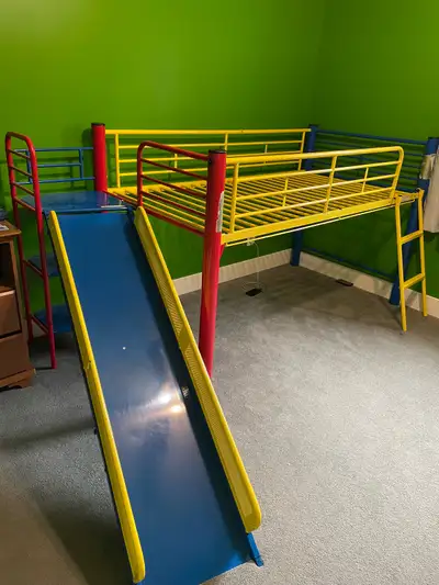 Kids slide bed with book shelf, View more