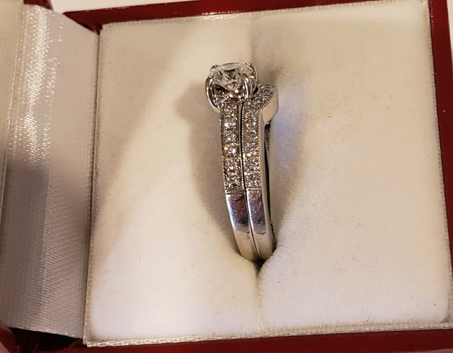 14K White Gold Diamond Engagement and Wedding Ring in Jewellery & Watches in Kawartha Lakes - Image 2