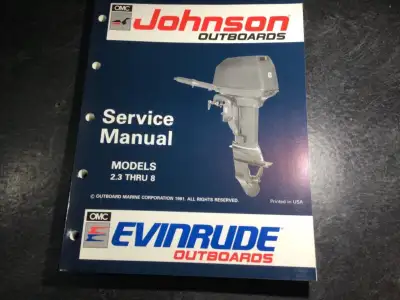 Factory OEM 1992 Johnson Evinrude OMC Outboards "EN" 2.3 thru 8 Service Manual Covers 2.3, 3.3, 3, 4...