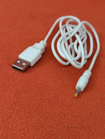 About 5-ft Type A USB to male yellow-tipped DC power jack cable, View more