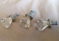 3pcs Drawer Handle Crystal Glass Diamond Shaped Cabinet Knobs