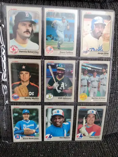 Plastic page of 80's baseball stars. Mint condition.