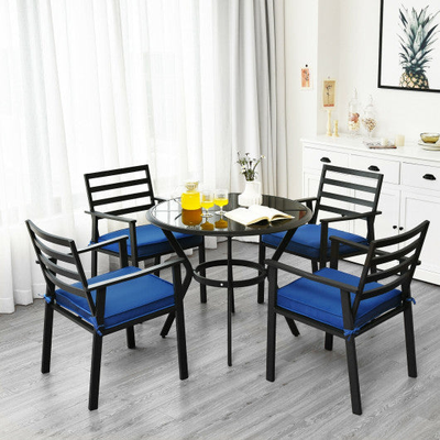 5 Pieces Outdoor Patio Dining Chair Table Set with Cushions, View more