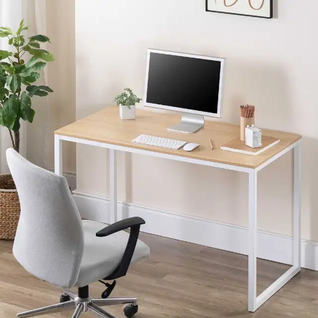 Modern Minimalist Office Desk – Light Oak & Sturdy White Frame in Other Tables in Delta/Surrey/Langley - Image 6