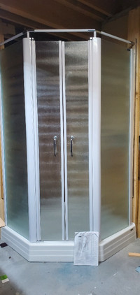 Frosted Glass Corner Shower and Base