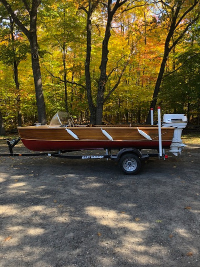 1960 Richardson 16 ft. Cedarstrip Boat, Motor and Trailer