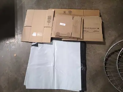 I have shipping supplies for sale. These include cardboard boxes of various sizes and film envelopes...