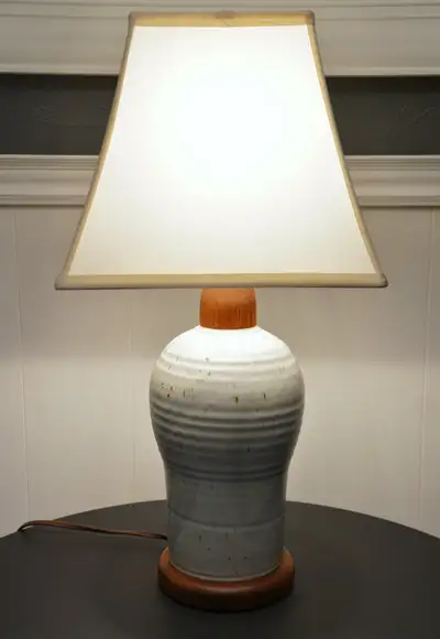 Vintage Teak / Pottery Table Lamp, View more