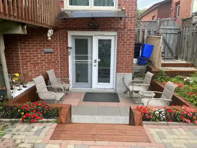 Big furnished walkout basement apartment with Two bedroom Two bedroom, One washroom $2000 Utilities...