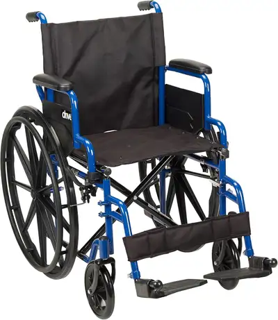 ALMOST BRAND NEW CONDITION. Barely used couple of times. Drive Medical Blue Streak Wheelchair With F...