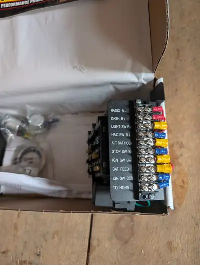 New in box, never installed, street machine, hot rod fuse centre, instructions..