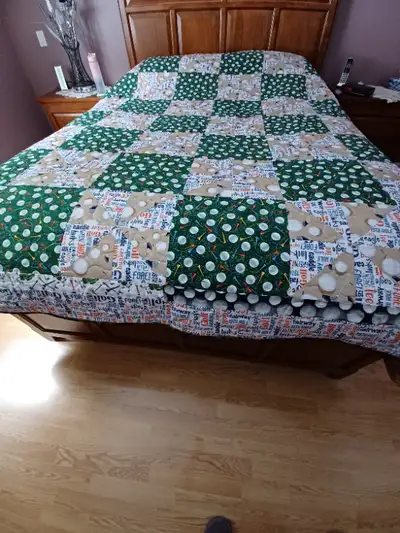 New Hand Made Queen Size Quilt - Golf Theme Pattern., View more