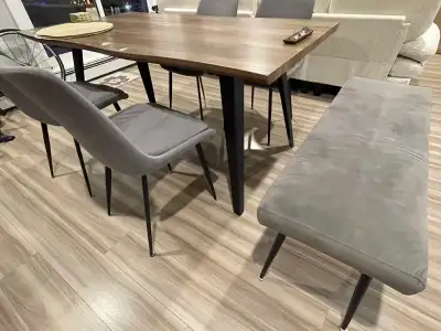 Dining Table includes 4 chairs and 1 bench , View more