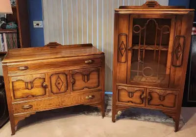 Beautiful Antique Art Deco Display Hutch and Server - Read AD, View more