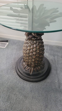 Exotic Elegance: Glass & Pineapple Middle Table for Sale