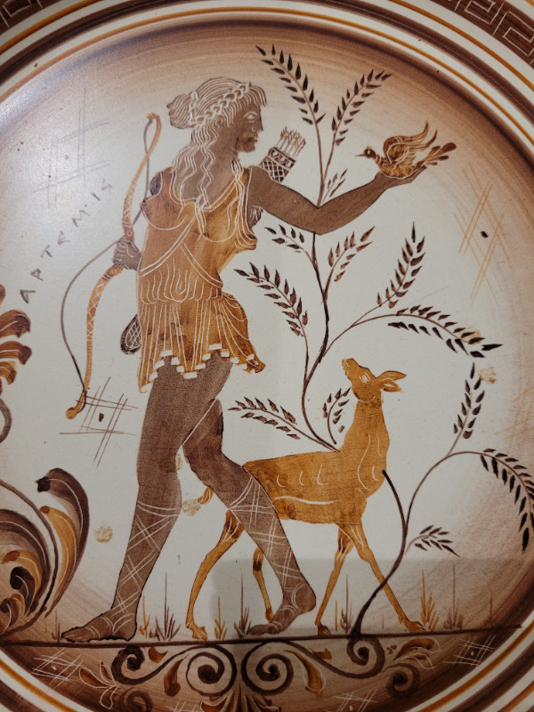 Artemis Goddess of Hunting. Greek clay wall hanging plate in Arts & Collectibles in Calgary