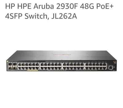 This used HP Aruba 2930F 48G PoE+ 4SFP Switch (JL262A) is a reliable networking solution for busines...