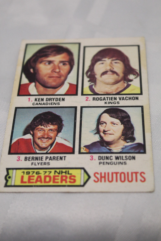 1977 NHL O Pee Chee Hockey Card #8-Leaders Shutouts in Arts & Collectibles in Guelph - Image 3