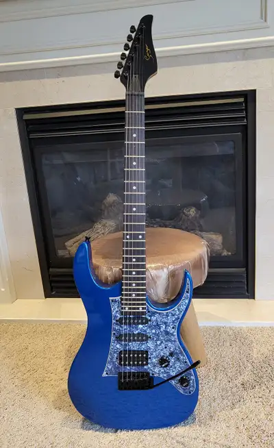 Brand New Full Size Electric Guitar – Blue Finish, HSS, Tremolo, View more