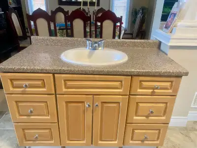 bathroom vanity maple finish 48” soft closing drawers , View more