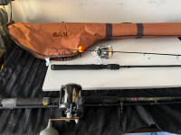 TWO FISHING ROD, WITH CASE, READY TO GO, AHUNTSICSOLD TOGETHER