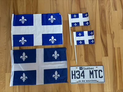 Plaque et 4 drapeaux du Québec pour décoration - DISPO À LONGUEU, View more