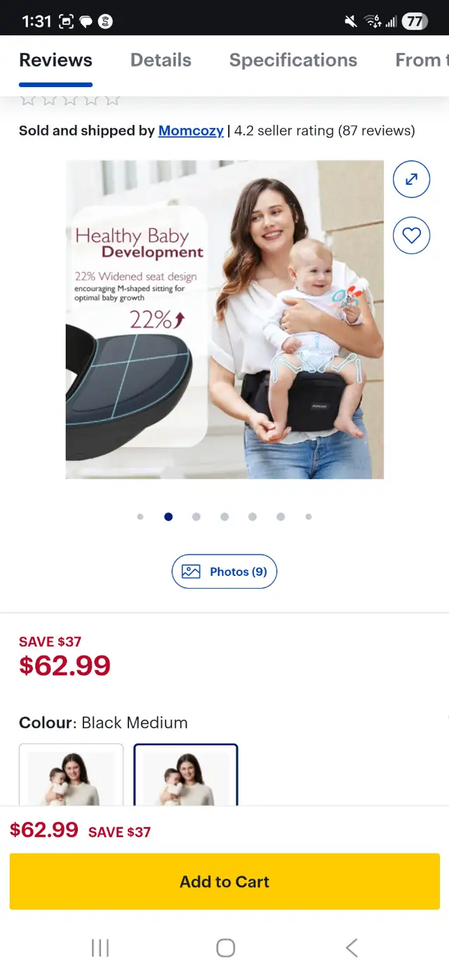 Momcozy Hip Seat Baby Carrier in Strollers, Carriers & Car Seats in City of Toronto - Image 8
