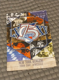 NHL New York Rangers 2000-2001, 75th anniversary pocket schedule