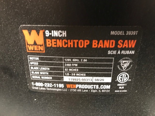 WEN 3939T 2.8-Amp 9-Inch Benchtop Band Saw - $600.00 new in Power Tools in Regina - Image 3