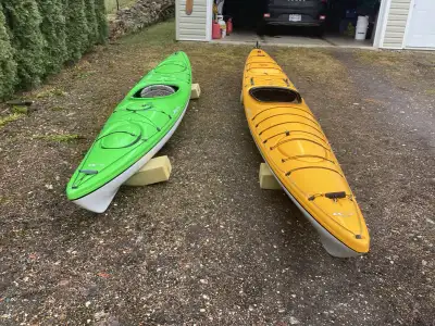 Green kayak- 12.10 is new, only used two times. Paid $1600, asking $1200. Yellow kayak-15.5 older ka...