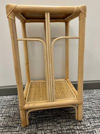 Vintage rattan and bamboo end table
