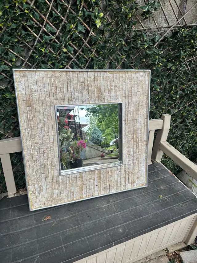 Decorative wall mirror with a stylish wide wooden frame in Home Décor & Accents in City of Toronto - Image 2