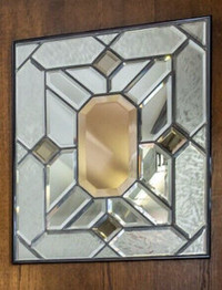 Stained and bevelled glass mirror