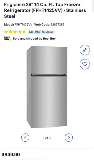  Frigidaire 14 Cu.Ft. Stainless Steel Fridge, View more