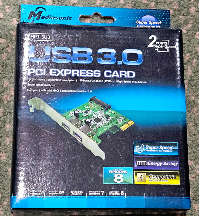 Mediasonic USB 3.0 Super Speed PCIe 2-Port Adapter Card in System Components in City of Toronto