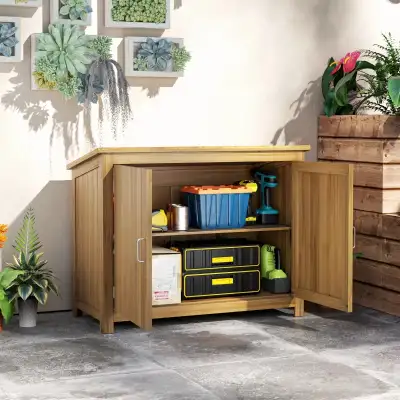 Wooden Garden Shed, Compact Outdoor Storage Cabinet with 2 Shelv, View more