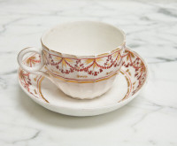 Georgian Pinxton Porcelain Tea Cup and Saucer - Hand Painted -